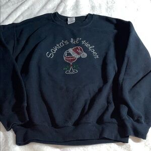 Gildan women’s size M black sweatshirt with rhinestone Christmas design